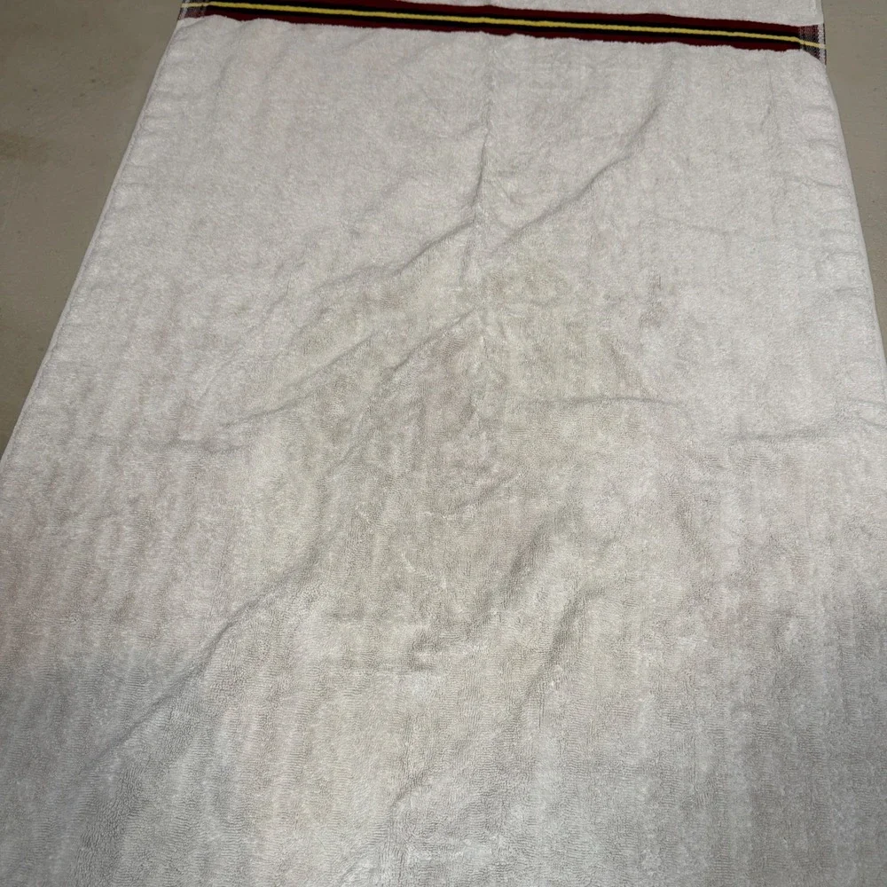Ralph Lauren Home Cable Knit Bath Towel Cream Striped Cotton Vintage Made in USA